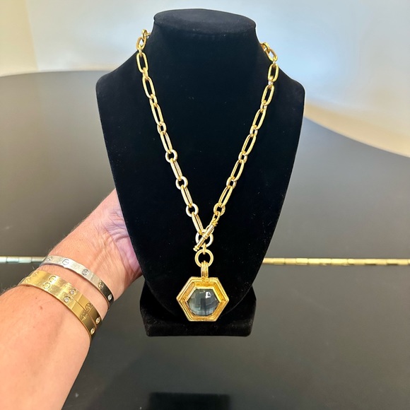 NWT Authentic Rare Luxury Julie Vos Iridescent Charcoal Blue Statement Necklace - Picture 8 of 17